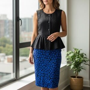 Vintage 100% Silk Blue Dress/Jacket Set